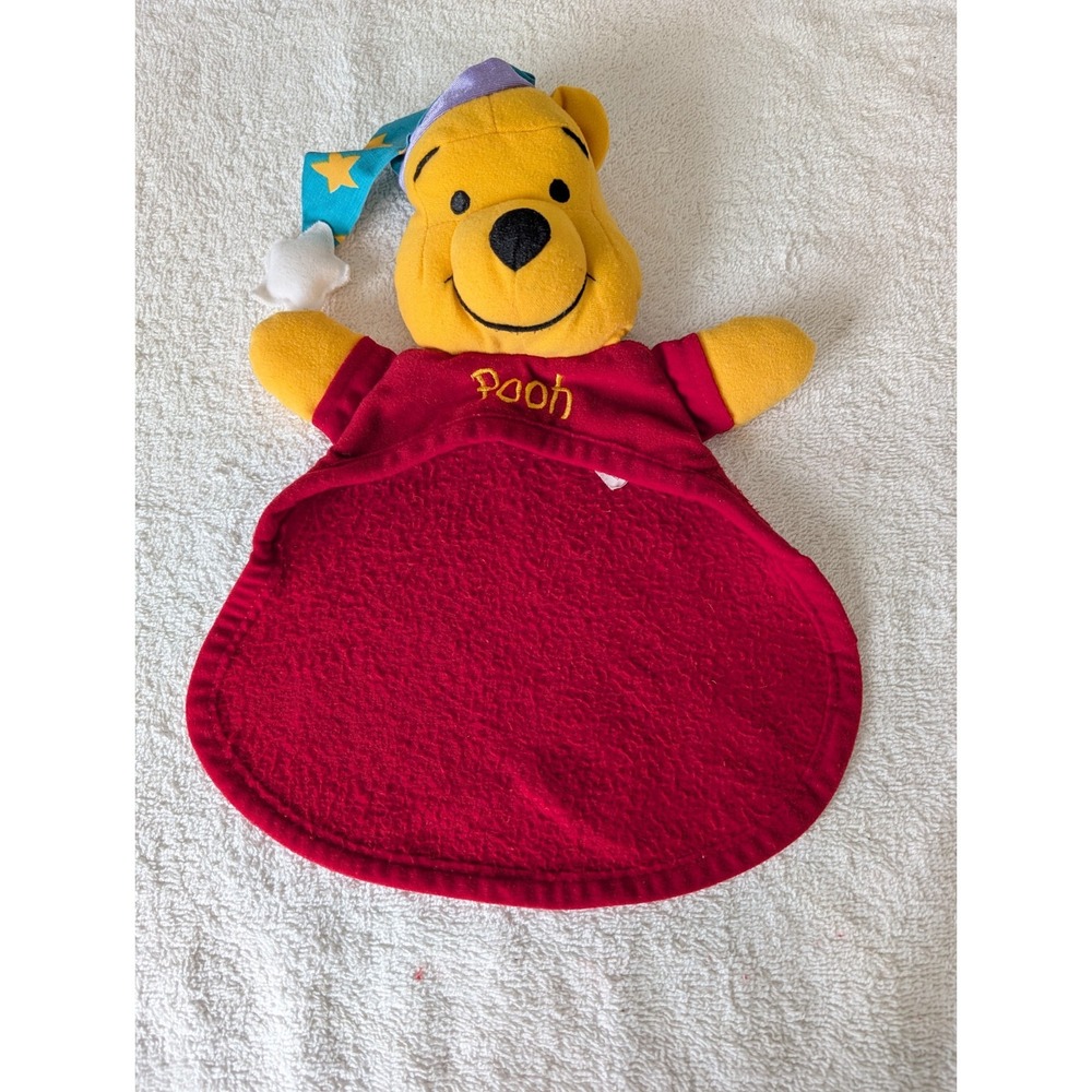 Vintage Mattel Winnie The Pooh In Night Cap Lovey Security Blanket Red Plush Toy